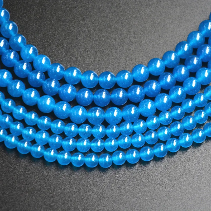 Nature Navy Blue Jades Quality Chalcedony Loose DIY Beads 4/6/8/10/12MM Round For Handmake Necklace Bracelet Making | Украшения и