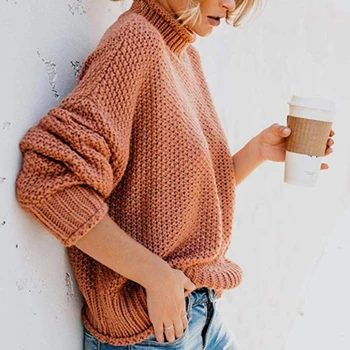 

2019 Autumn Winter Sweater Turtelneck Knittwear Long Sleeve Casual Knitted Sweater Turtleneck Pullovers Women Sweaters Knitting