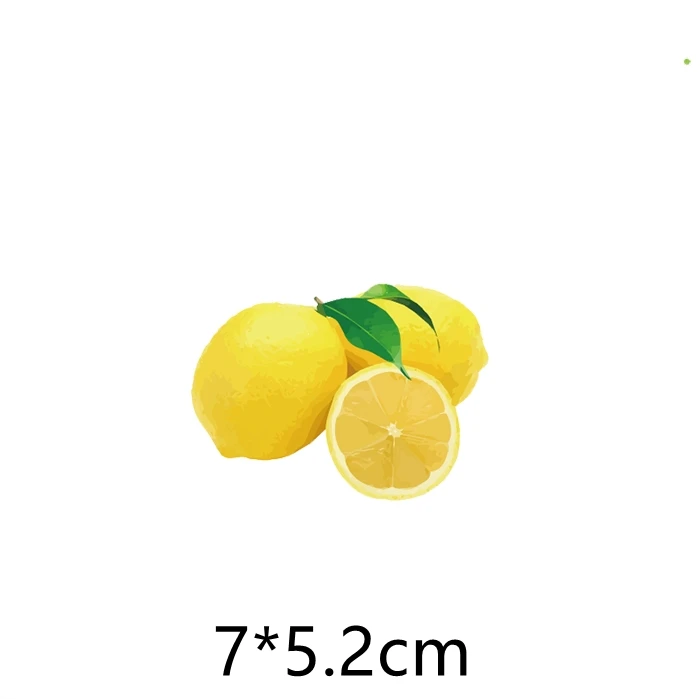 

lemon Parches Embroidery Iron on Patches for Clothing DIY Foods Stripes Clothes UFO Stickers Applique Patch Badges AB46