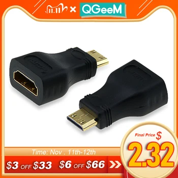

QGeeM MINI HDMI MALE TO HDMI A FEMALE ADAPTER converter 1080 P 2K 4K FOR MINI PC HDTV HD CAMERA 5504