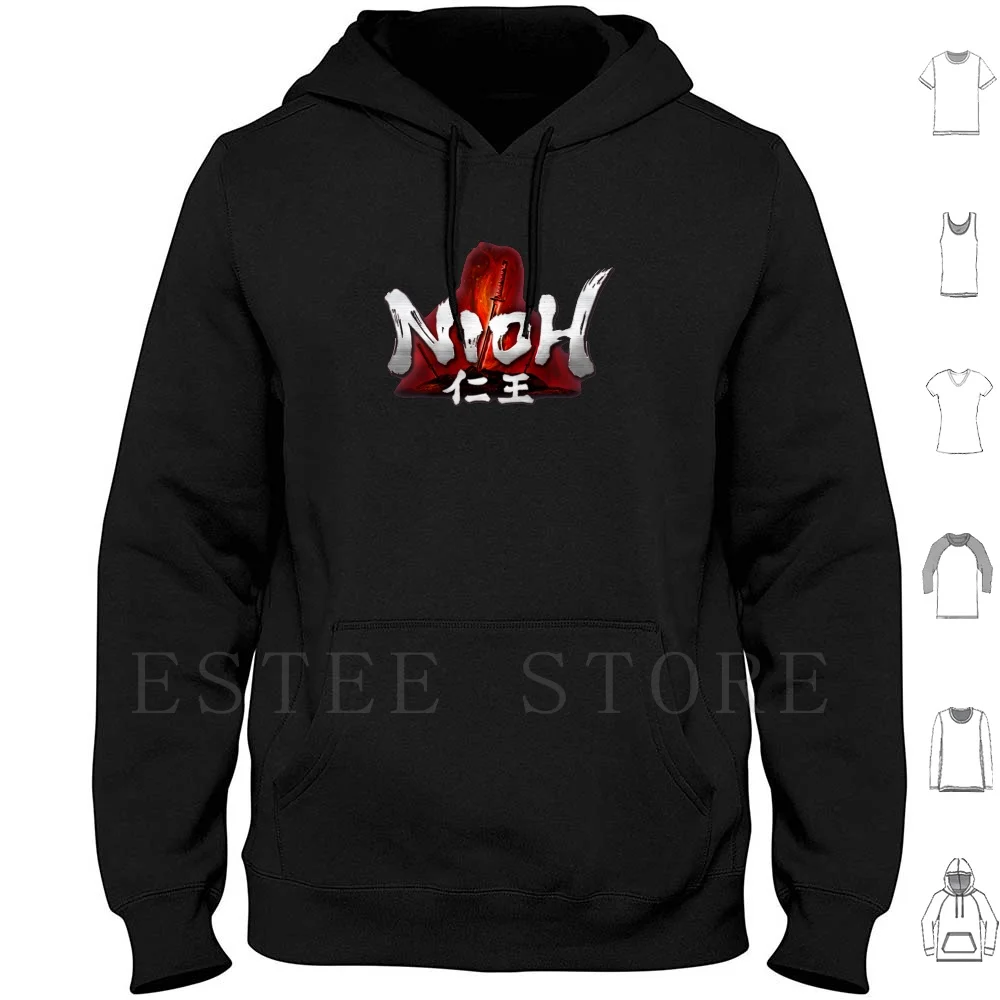 Nioh Logo Felpe Con Cappuccio Manica Lunga Nioh Dark Souls Giappone