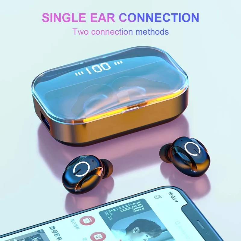 T8 Wireless Bluetooth Earphone IPX7 Waterproof TWS LED Power Digital Display Mini colorful Headphones With 1500mAH Charging Box