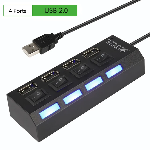 Usb-хаб USB 3,0 концентратор 4/7 порт Мульти USB разветвитель 3 хаб с адаптером питания USB-HUB 2,0 USB3.0 многопортовый 3,0 концентратор для портативных ПК - Цвет: USB 2.0 HUB 4 Port