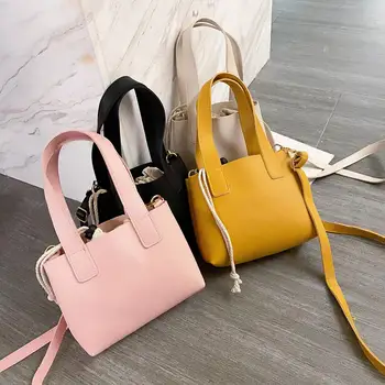 オンライン 2ピース/セット女性革ショルダーバッグクラシック質感クリエイティブデザインシックなpu巾着2020新バッグ