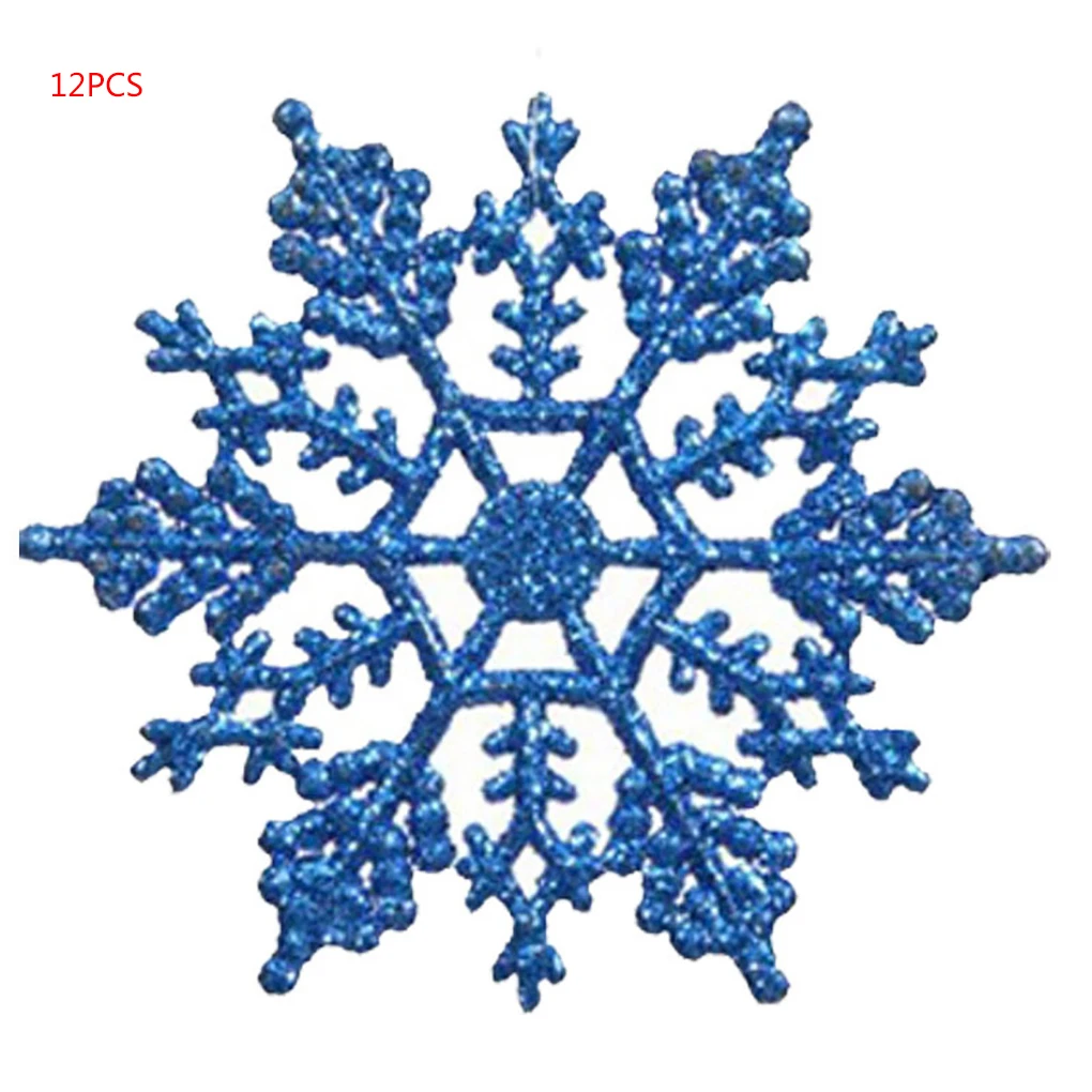 12pcs Plastic Christmas Xmas Snowflake Ornaments Tiny Sparkling Sequin Glitter Snow on String Wedding Decor - Цвет: NO.5
