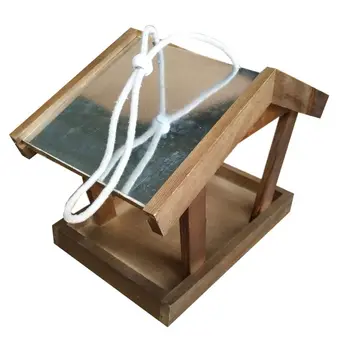

House Styling Hanging Rope Removable Bird Feeder Clear Glass Window Seed Tray