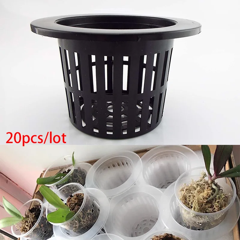 50Pcs Hydroponic Colonization Mesh Pot Net Cup Basket Insert Plant Grow Soilless 