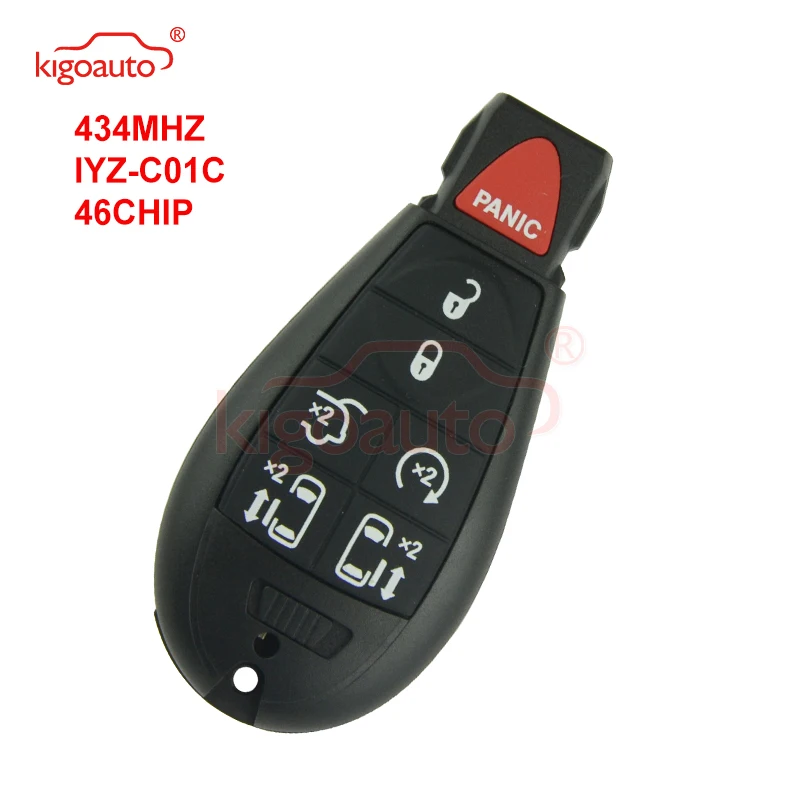 

Kigoauto #10 Fobik key remote 6 button with panic 434Mhz IYZ-C01C for Chrysler Town & Country Mini Van