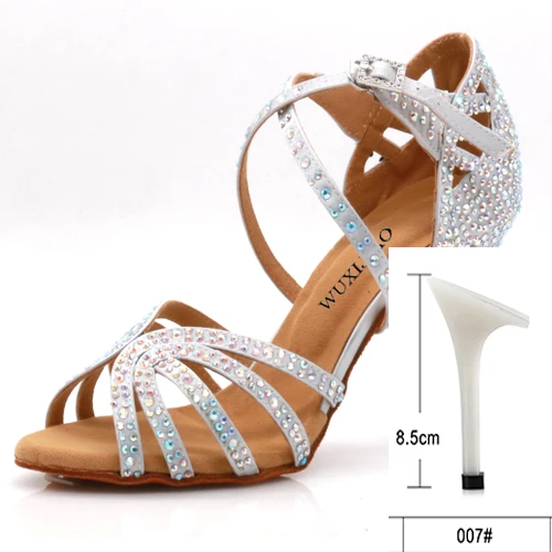 silver heel 8.5cm WUXIJIAO обувь для джаза обувь для латинских танцев женская обувь для латинских танцев сальса повседневная обувь для девочек Серебристая бронзовая кожаная обувь - Цвет: silver heel 8.5cm