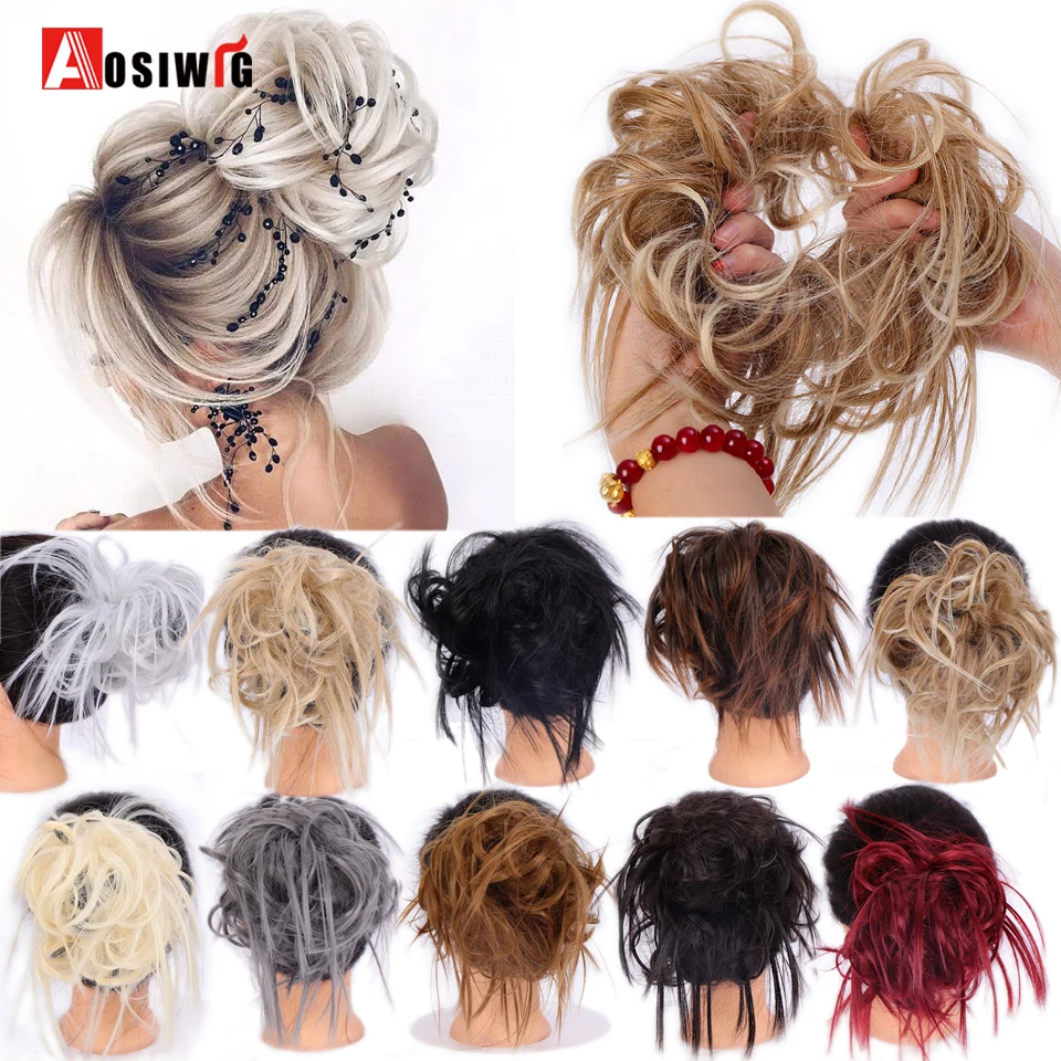 AOSIWIG_Synthetic_Bride_Messy_Straight_Fake_Donut_Chignon_Gary_Black_Color_Elastic_Hair_Scrunchie_Ru (1)