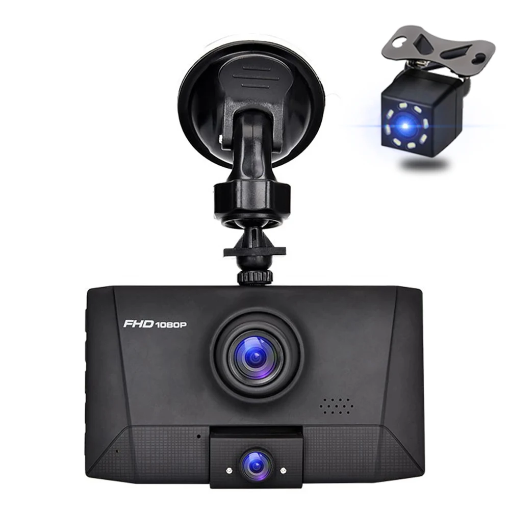 Full HD 1080P 3 in 1 Dash Cam Three Lens Car DVR Night Vision Video Recorder Rear View Reversing Dash Camera Auto Registrator
