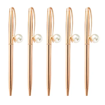 

100Pcs/lot New Style Of Pearl Ballpoint Pen Metal Material Is Rotating Ballpen For School Office Students Of Gift Stationery