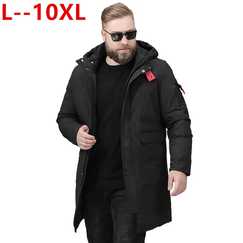 10XL 8XL 6XL зимнее мужское длинное пальто модное плотное теплое тонкое повседневные куртки с капюшоном с длинным рукавом с принтом Высококачественная хлопковая куртка