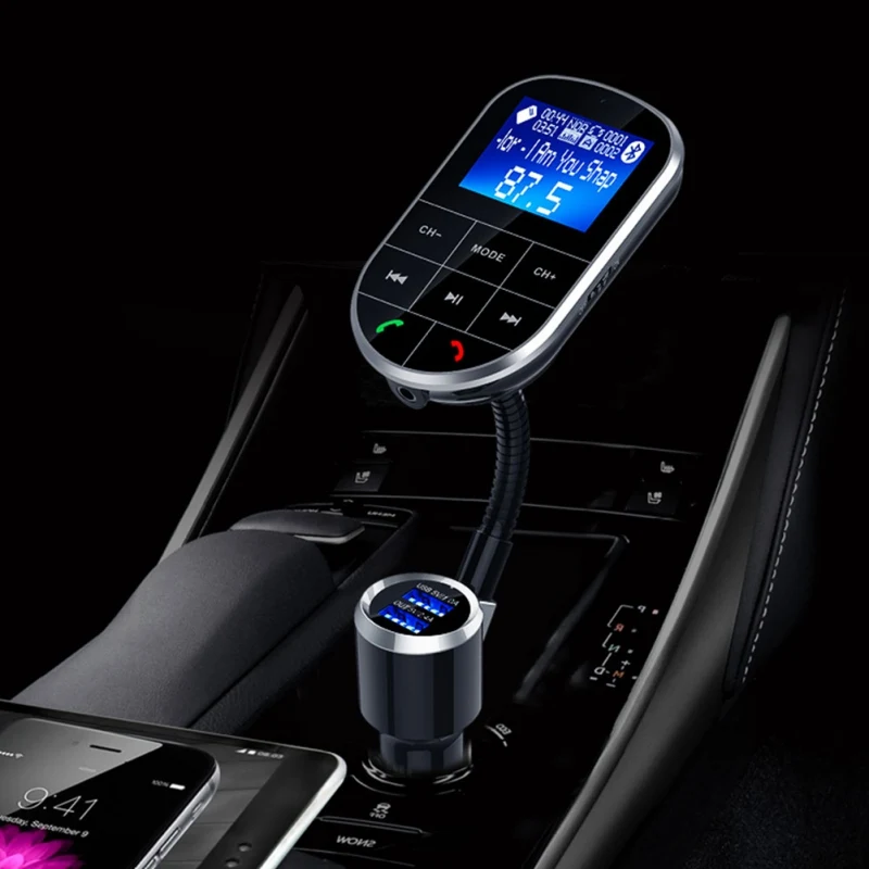 Автомобильный набор гарнитуры с Bluetooth FM передатчик модулятор ЖК-дисплей 5 в 2.1A USB Автомобильное зарядное устройство aux bluetooth динамик автомобиля