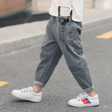 Джинсовые брюки для мальчиков; весенняя одежда; Новинка года; стильная детская одежда; брюки большого мальчика; Весенние новые стильные детские брюки; повседневные брюки в западном стиле