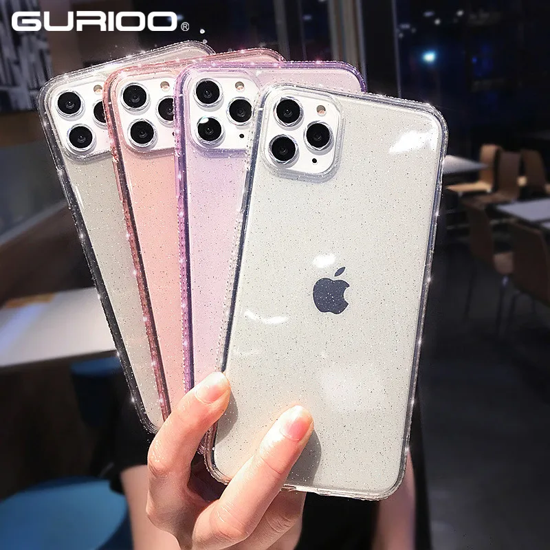 Роскошный блестящий чехол для телефона со стразами iPhone 11 Pro Max X XS XR прозрачный