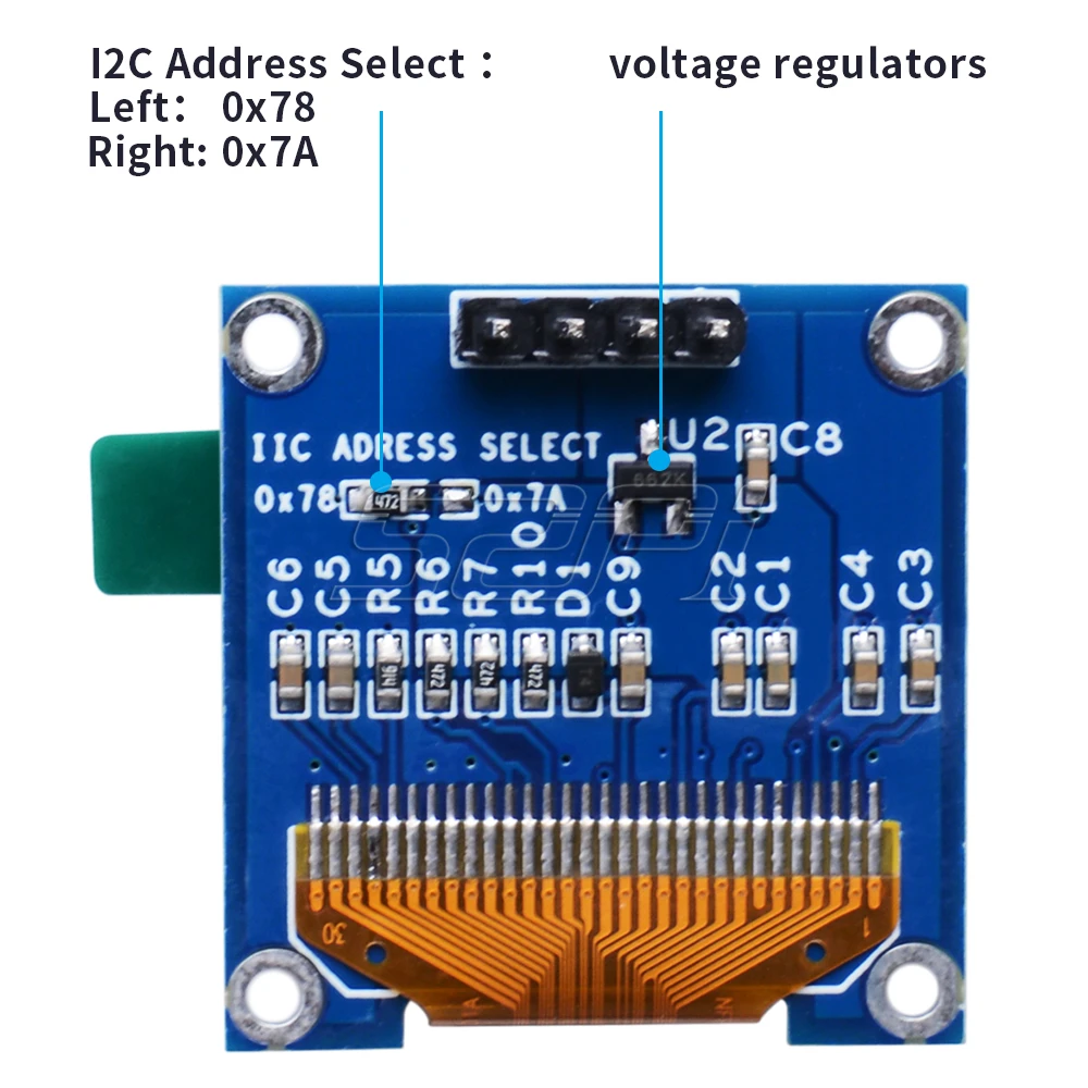 52Pi 0,96 дюймовый модуль oled-экрана 128*64 IIC SSD1306 для Raspberry Pi 4 B/3 B(+)/2 B/Zero(W)/Beaglebone черный/C51