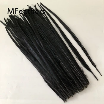 

Free Shipping 100pcs Black color ringneck pheasant tail Feather Bleached and dyed pheasant feathers Carnival Showgirl Backpieces