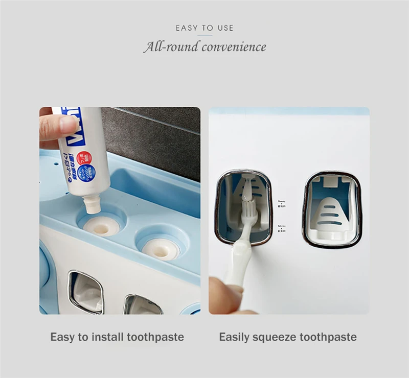 1 шт. многофункциональный автоматический дозатор зубной пасты для ванной комнаты с присоской, держатели для хранения зубных щеток, настенные полки для сушки волос