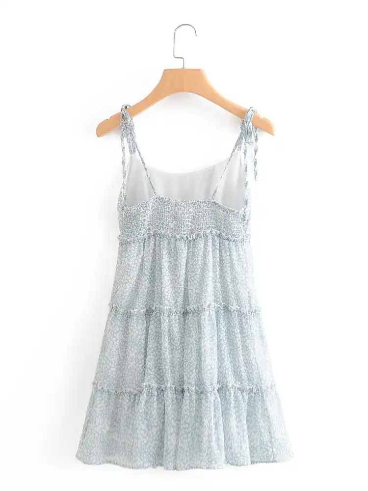 star printed v neck short sleeve midi asymmetric chiffon dress