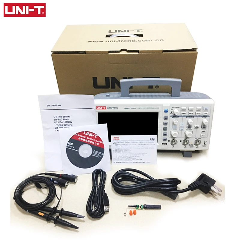 Цифровой осциллограф UNI T UTD2102CL Портативный 100 МГц 2 канала 500 Мбит/с USB