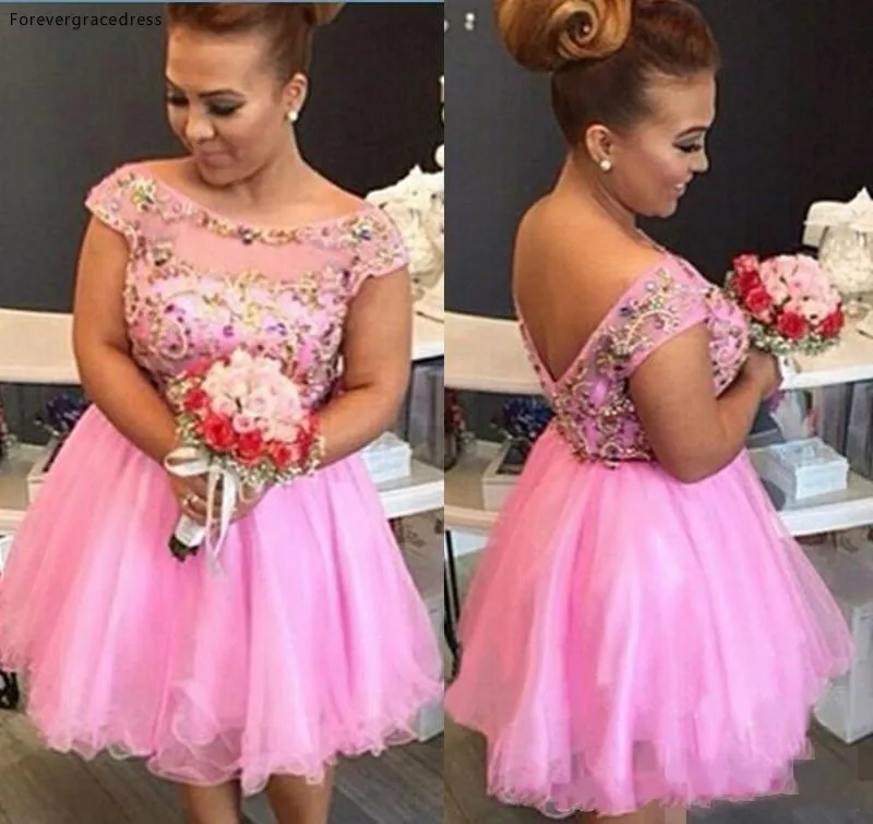 2016 Fuchsia Sheer Crew Neck Backless Homecoming Dresses vestido formatura curto Lace Appliques Short Prom Dresses Mini Cocktail Dresses  83