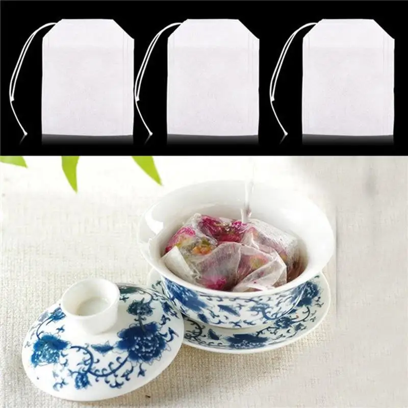 Teabags Empty Tea Bags String Heal Seal Filter Paper Herb Loose Tea Infuser 5.5 X 7CM 100Pcs/lot disposable tea filter bags disposable tea bags
