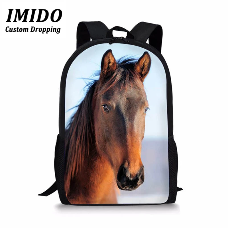 IMIDO Black Crazy Horse School Bag for Teenager Boys Girls Unique 3d Children Kids Book Bag Backpack Boys Schoolbags Child
