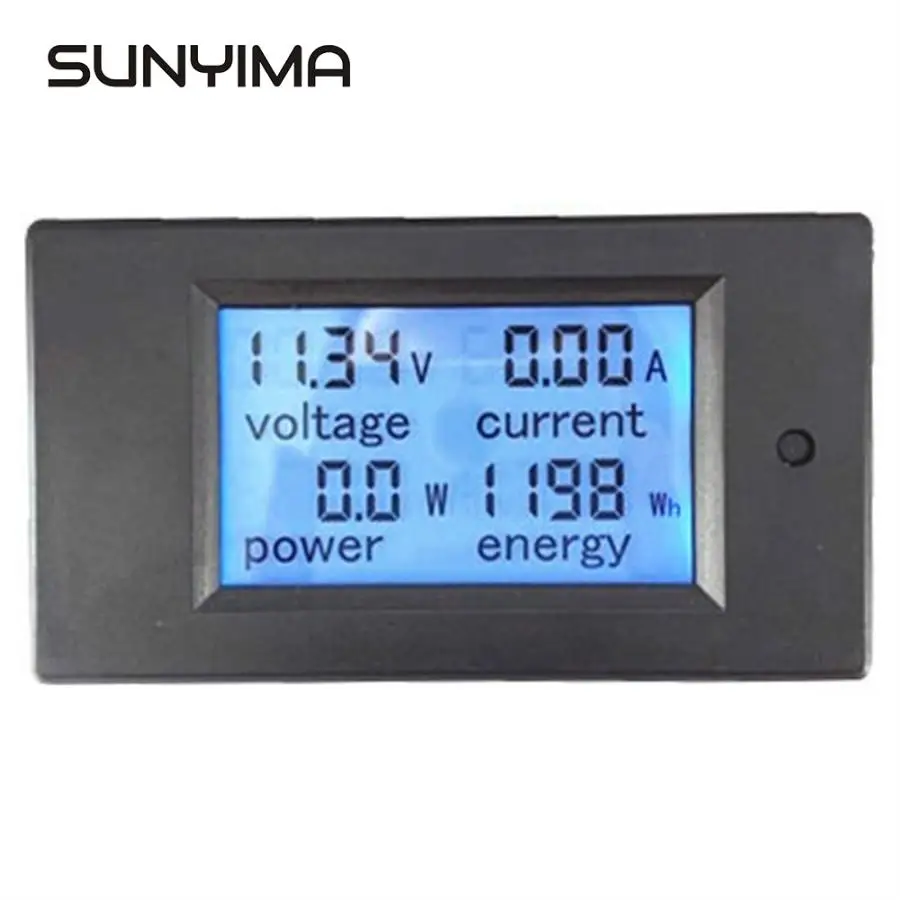 Najtaniej SUNYIMA cyfrowy watomierz DC6.5 100V 20A 4 w 1 cyfrowy napięcie prądu zasilania licznik energii duży ekran lcd DC woltomierz Ammete