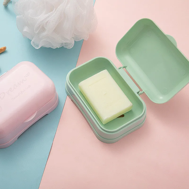 

Soap Box With Cover Portable Handmade Soap Tray Drain Home Travel Storage Sealed Dust-proof Rack Bathroom Gadget PP Materials