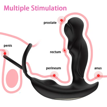 Male Prostate Massage Vibrator Anal Plug Silicone Waterproof G spot Stimulator Butt Plug Delay Ejaculation Dick Ring Toy For Men 4