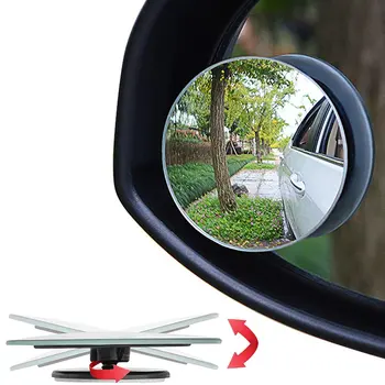 2pcs Car Rearview Mirror Round Mirror Reflective Blind Spot Adjustable 360 Degree Borderless Auxiliary Blind Spot Mirror tanie i dobre opinie MOTOWOLF CN (pochodzenie) 16cm other 5*0 2cm