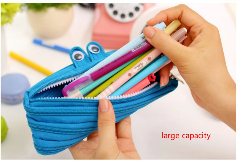 Корея многоцветный креативный простой прекрасный большой карандаш сумка холщовые с застежкой-молнией школьные принадлежности Карандаш Чехол