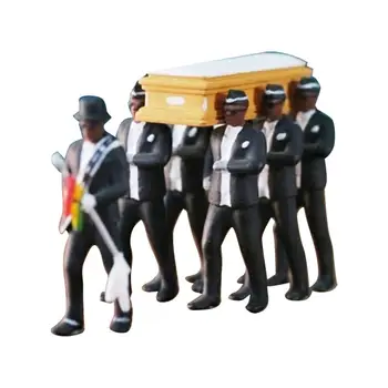 

1:64 3.5cm Mini Ghana Carrying Coffin Doll Funeral Coffin Dancing Pallbearer Team Model Figure Collect Toy Display Desktop Decor