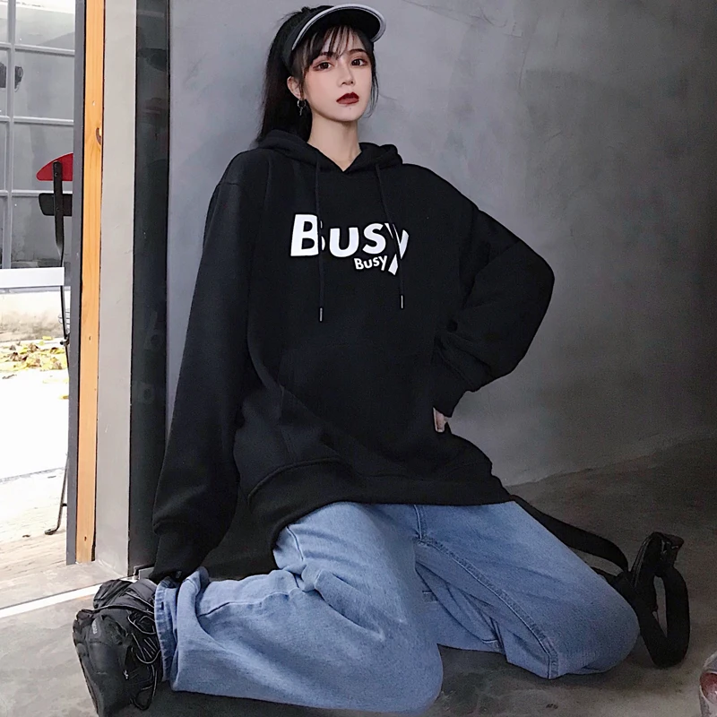 Harajuku Reflective Women Hoodie letter print Winter fashion Solid color hip-hop streetwear night shiny pullovers clothes
