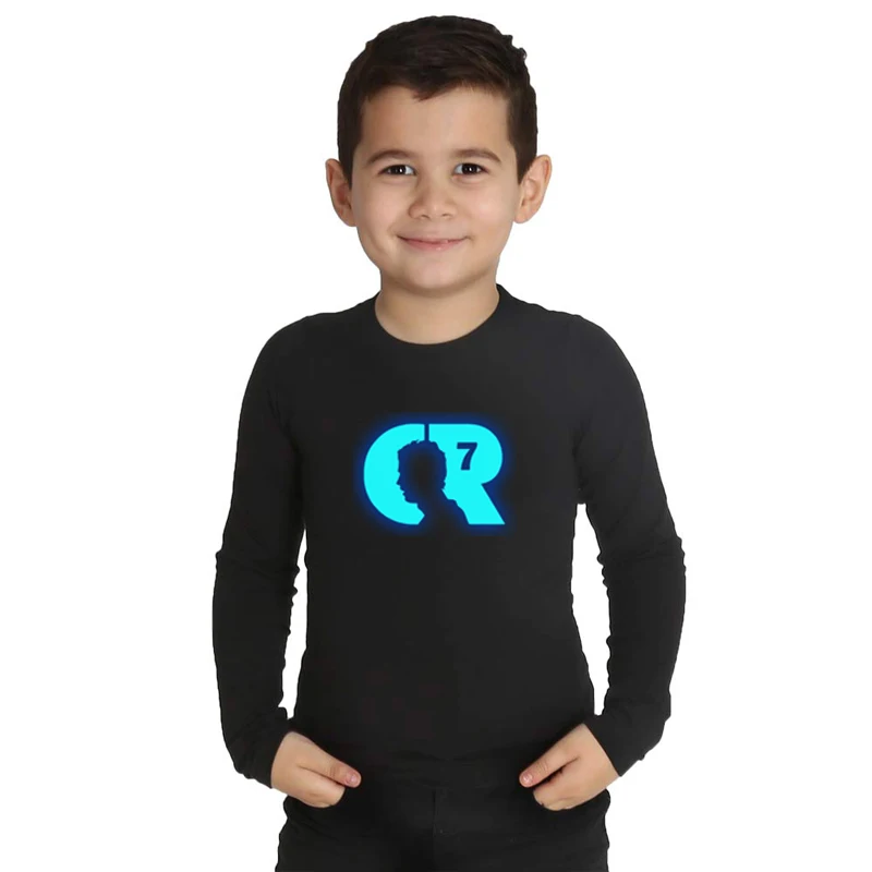 LYTLM Ronaldo CR7 футболка светящиеся костюмы светится в темноте уличная Футболка модная одежда для мальчиков 3 4 5 6 7 8 От 9 до 10 лет
