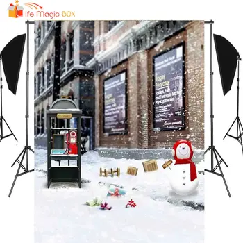 

LIFE MAGIC BOX Fond Photo Noel Snowflake Snowman Winter Street Christmas Backdrops Background Photography Vinyl