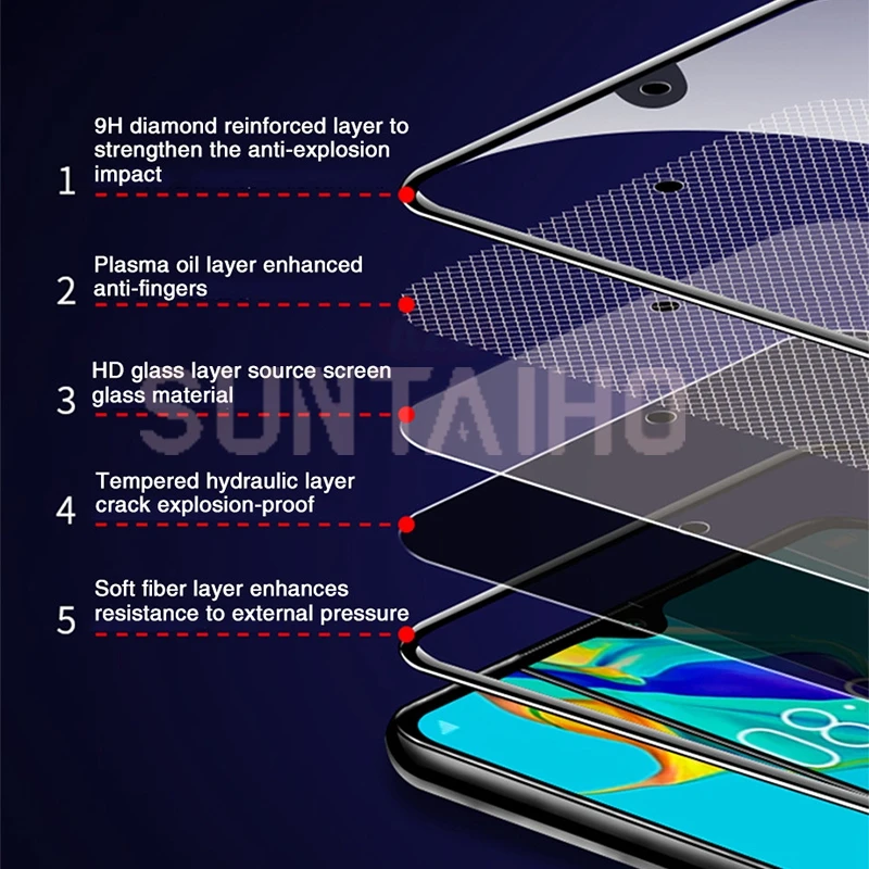 9D закаленное стекло для huawei P30 P20 Lite Защитная пленка с закругленными краями P10 Plus