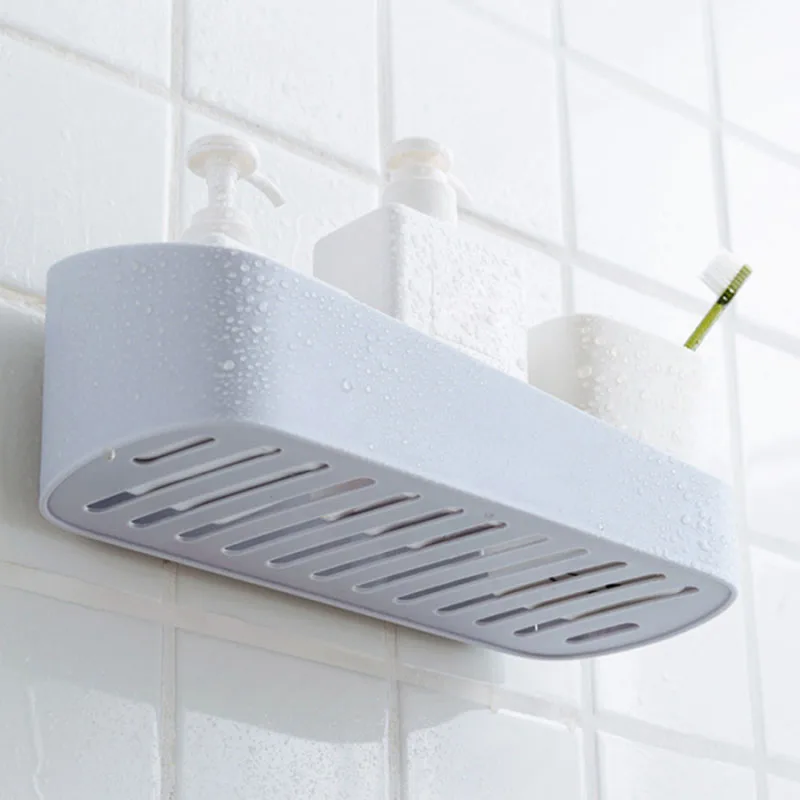 Zhangji High Traceless Shelf Quality ABS Bathroom Kitchen No Drill Self Adhesive Wall Storage box Bathroom Accessory