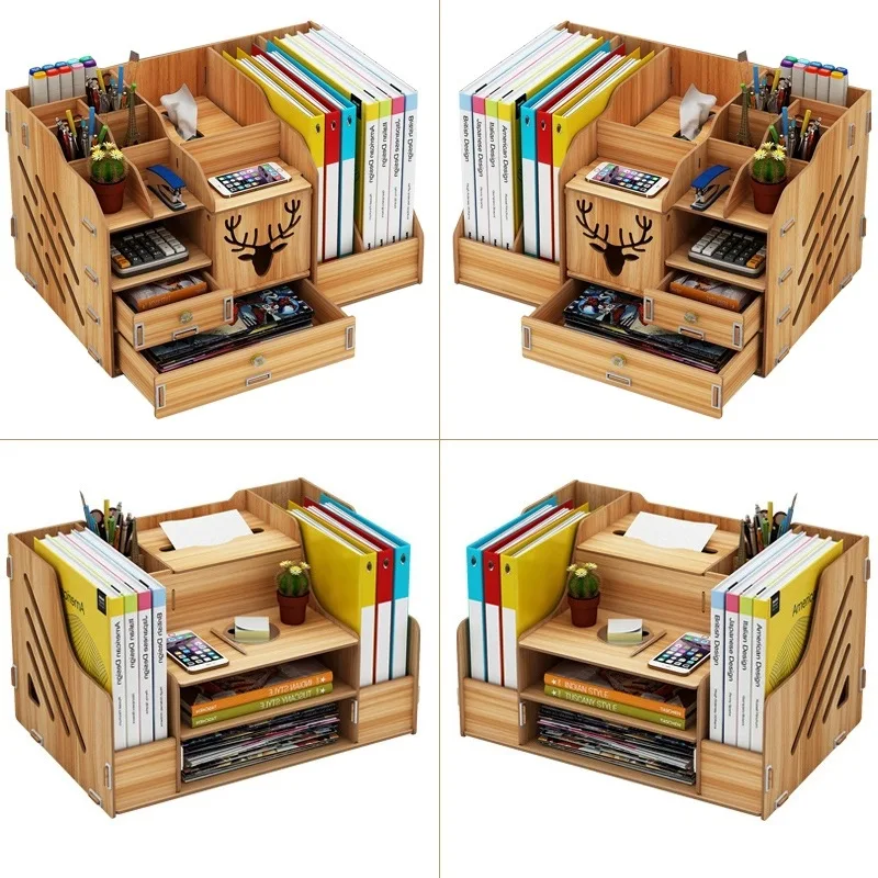 

Wood File Holder Desktop Folder Storage Box Office Supplies File Column Information Rack Multilayer for Student Table