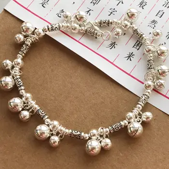 

Angela's original jewelry] S925 lovely silver bell, foot chain, hand chain, retro women's pure silver
