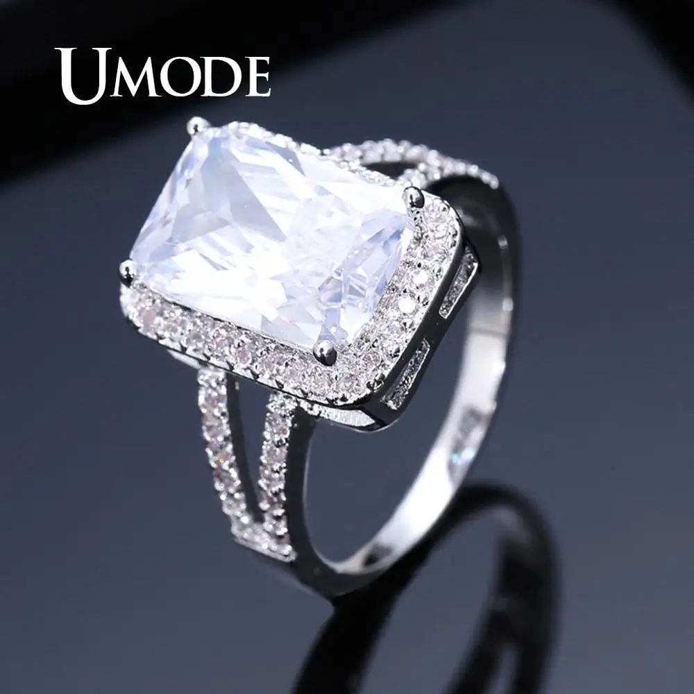 UMODE, роскошные брендовые Свадебные Кольца для женщин, квадратное кольцо с кубическим цирконием и кристаллами, женские Роскошные вечерние ювелирные изделия, подарки на помолвку UR0592