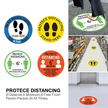 

100pcs Social Distance Floor Sticker Wait Here Keep 6ft In Between Distance Marker Floor Decal For Social Distance While In Line