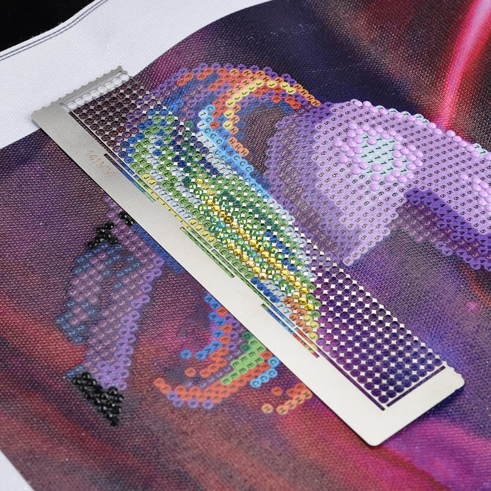 

5D DIY Diamond Embroidery Painting Tool Anti-stick Diamond Embroidery Mesh Ruler Stainless Steel Paste Sticker Dotting Ruler