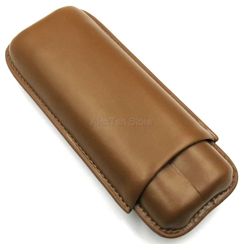 COHIBA Высококачественная коричневая коровья кожа дорожный портсигар 2 трубчатая коробка для хранения мини-сигар коробка для хранения для офиса W/Подарочная коробка