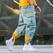Модные уличные мужские джоггеры, свободные, подходят, соединены, дизайнерские брюки карго с большим карманом, мужские повседневные штаны в стиле хип-хоп, Hombre