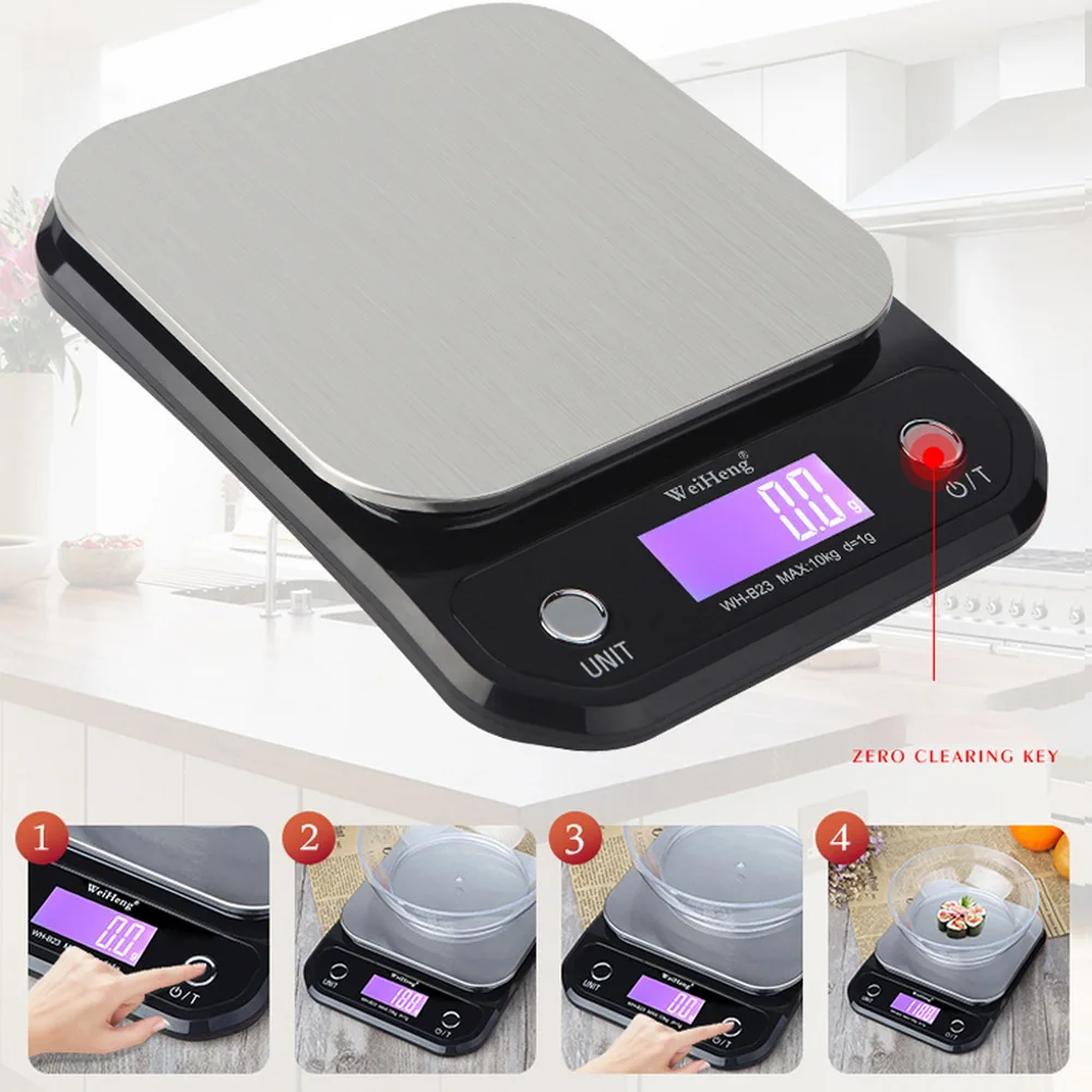 

10kg/3kg/5kg Portable Digital Scale High Precision 0.1g LED Electronic Scales Postal Food Balance Measuring Weight Kitchen Scale