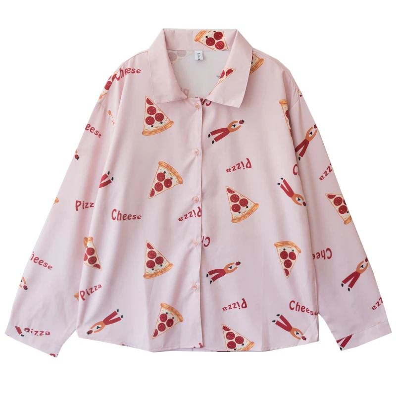 Элегантная блузка с лацканами женские топы милые рубашки принтом длинным