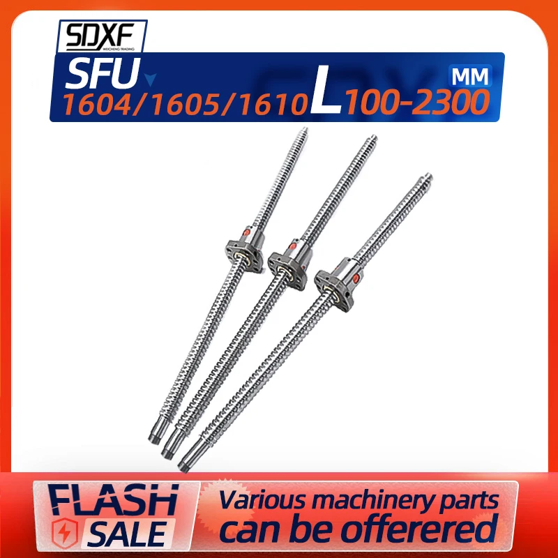

Ballscrew SFU1604/1605/1610 100-2300mm Ballnut Ball Screw RM1604/1605/1610 lead 4/5/10mm End Machined CNC machine parts