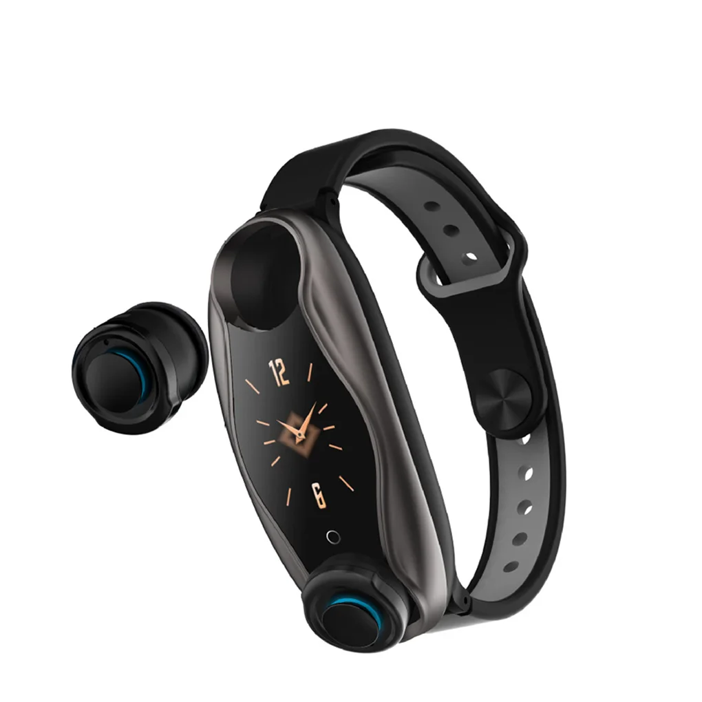 T90 2-в-1 Bluetooth наушники со светодиодными огнями 5,0 Беспроводной наушники Фитнес смарт-браслет Давление монитор сердечного ритма Смарт часы